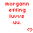 Red pixel text and heart symbols on white background with gray corner overlay, showing animation of hearts appearing in three