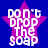 A blue background features a pink star with white text reading "DON'T DROP THE SOAP" in three , displayed across multiple views showing slight variations in the star's position and size