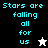 Four display 'Stars are falling all for us' text with star icons; top-left black background, bottom-left white background, two gray backgrounds