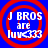 Four identical circular icons with red concentric rings on a blue background, each displaying white text "J BROS are luv<333".