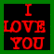 Two side-by-side animated frames with red pixelated text on black backgrounds, framed by green borders.