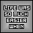 Pixelated four- comic with text and silhouette, grayscale tones, static composition