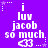 Purple background with white pixelated text reading "i luv jacob so much." and a heart symbol, surrounded by small stars.