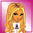 Pixel art contact sheet of a blonde female character in winter sports attire across multiple frames showing different body parts and text elements on pink backgrounds.