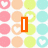 Pixelated icon with pastel polka-dot background featuring pink, peach, green, and cyan circles with white hearts, displaying text elements 'I', 'Love', and 'Nathan' in orange and pink outlines.