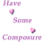 Pixelated text phrases in purple, green, and cyan with pink heart icons arranged across a white background.