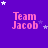 Purple background with pink 'Team Jacob' text and white/purple stars scattered across the frame.