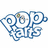 Blue and white pixelated icon with swirling patterns, a small green dot near the top center, and faint gray accents on a white background.