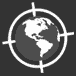 Animated contact sheet of a rotating globe icon with white crosshair border, showing 19 sequential frames from different angles against dark background.