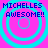 Four identical pixelated icons display "MICHELLES AWESOME!!" text over cyan concentric circles on a pink background, arranged in a