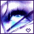 Pixelated anime-style eye with purple and blue gradient, white highlights, and a small heart symbol at bottom right.