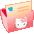 Two pixelated pink cartoon faces with white cheeks and gray eyes, one holding a beige document with blue square symbol.