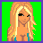 Pixel art contact sheet of a 5-frame animated buddy icon featuring a cartoon woman with blonde hair, revealing top, and text panels spelling "My X is an ASSHOLE" on green backgrounds.