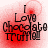 Red and white pixelated background with black text reading "I Love Chocolate Truffle" in a stylized font, showing subtle animation changes