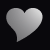 A grayscale heart-shaped icon with a person's face appearing in the center, transitioning from a small pixelated image to a full-sized clear portrait.