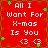 Red background with white text reading 'All I Want For X-mas Is You' and two heart symbols, surrounded by green star-like shapes.