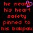 Red pixelated text on black background with a pink heart symbol replacing the 'o' in 'wears', showing two identical static frames side-by-side.