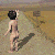 Animated contact sheet showing a pixelated nude figure running on a textured background with event text overlays.