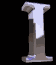 A vertical of four stone pillars with white capitals and bases, displayed in a against black backgrounds