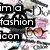 Animated icon shows a character with pink hair and sunglasses, transitioning from 'ma fashion icon' text to 'margie' text while maintaining the same pose.