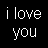 'i love you' text icons with alternating red and white lettering on a black background, some showing animation changes