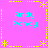 Pixelated icon with cyan text "Andy Pandy" repeated four times on a pink background, bordered by yellow dashed lines and asterisks.