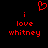 Red pixelated text and heart symbol on black background, with 'i love whitney' repeated twice.