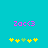 Two identical pixel art icons on cyan background with pink text 'zoc<3' and five yellow/green star-like shapes below.