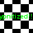 Black-and-white checkered pattern with green text 'ypnitzed!!' repeated across the image, transitioning from square to diamond-shaped