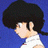 Pixelated anime-style character with black hair and white shirt against blue background, next to black with white text