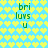 Pixelated heart pattern background with green text 'bri luv5 u' in two vertical , transitioning from bright yellow hearts to light green hearts