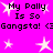 Bright pink background with repeated black text "My Polly Is So Gangsta! <3" and white star shapes scattered throughout.
