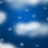 Animated contact sheet showing six sequential frames of a blue sky with white clouds and scattered square light effects transitioning across the scene.
