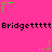 A bright pink background features repeated black text "Bridgettttt" and green star-shaped animations with trailing dots.