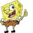 Pixelated cartoon character with yellow sponge-like texture, brown shorts, and red tie giving a thumbs-up gesture next to blue text reading 'lookin good' on white background.