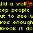 Yellow pixelated text on black background with red heart symbol replacing 'o' in 'wall' across repeated lines.