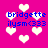 Pixelated pink background with white heart shapes and blue text reading 'bridgette' and 'ilysm<333' repeated across the image.