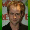 character portraits with repeated text overlays, featuring a central figure in blue clothing and green background