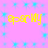 Yellow pixelated text 'apathy' repeated four times on a pink background with light blue star-like patterns.