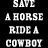 Animated contact sheet of five frames showing text and character images related to country music themes with a cowboy motif.