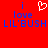 Red background with blue text reading 'i love LIL'BUSH' repeated twice, a white pixelated heart symbol between the two phrases.