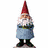 A pixelated gnome with a red pointed hat and gray outfit stands against a white background, mirrored below with a blue water reflection.