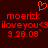 Red pixelated text and symbols on dark background with heart icon above.