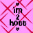 Pixelated pink background with red diamond pattern, black text 'im 2 hobb', and small black hearts above and below text, with visible animation changes in text and heart positions