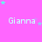 A static image with a bright pink background featuring repeated text "Gianna" in white pixelated font, surrounded by scattered cyan and purple stars.