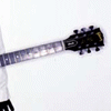 nine showing a person in a white and black jacket with a black guitar, transitioning from a full-body view to close-ups with changing text overlays