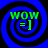 Four identical blue spiral backgrounds with green text 'WOW =]' in the center of each spiral.