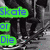 Green rectangular text boxes with blue pixelated letters spell 'Skate or Die' over a grayscale background of a person in dark clothing holding a skateboard.
