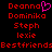 Red pixelated text on black background with pink heart symbol replacing 'o' in Deanna, repeated across two and bottom