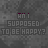 Animated contact sheet of a pixelated text-based icon showing the phrase "AM I SUPPOSED TO BE HAPPY?" in pink and white with evolving dot patterns across 23 frames on a gray background.